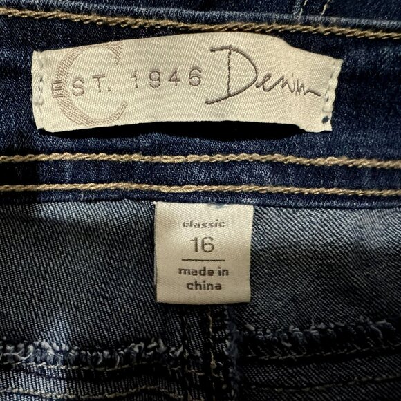 Womens Denim High-Rise Straight Leg Ankle Jeans 16 Embroidered Boho Est.1946 - Picture 5 of 6